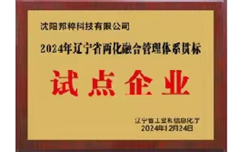 遼寧省兩化融合管理體系貫標試點企業(yè)